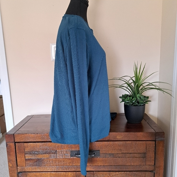 Danskin Active Top Ribbed Women's Large Blue Long Sleeved Crewneck Tee - Picture 5 of 16